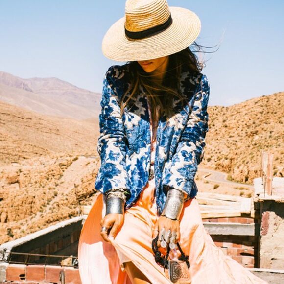 Bakchic Eyes of Nedjma Floral Brocade Velvet Wrap Jacket Blazer - Picture 1 of 12